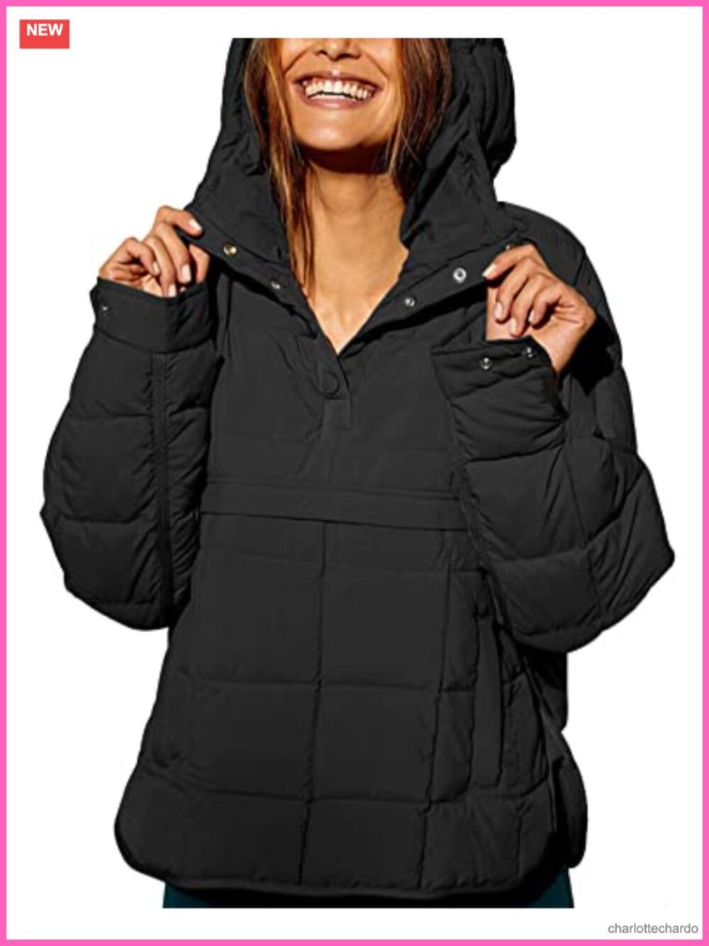 Quilted Pullover Puffer Jacket Hooded Oversize Winter Coat